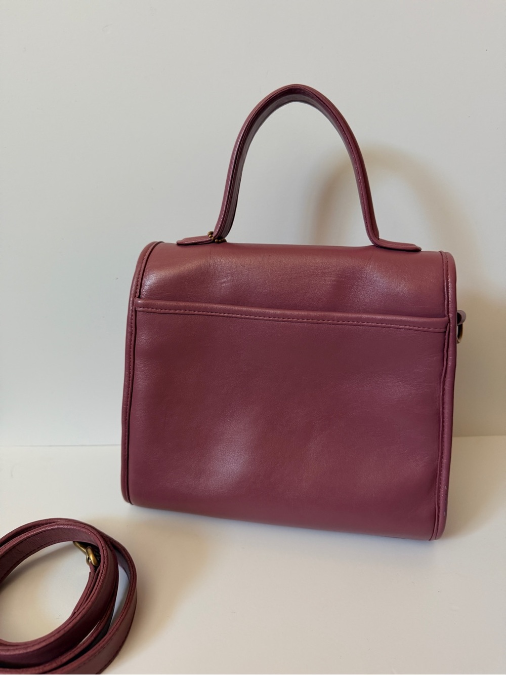 Custom Mauve Vintage Coach Manor Top Handle Bag - Picture 3 of 7